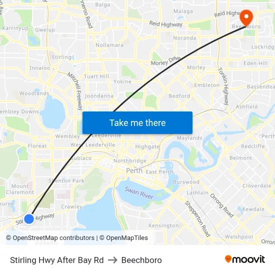 Stirling Hwy After Bay Rd to Beechboro map