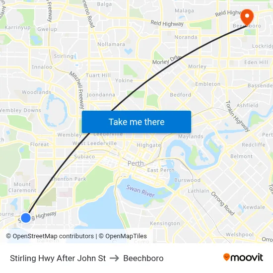Stirling Hwy After John St to Beechboro map