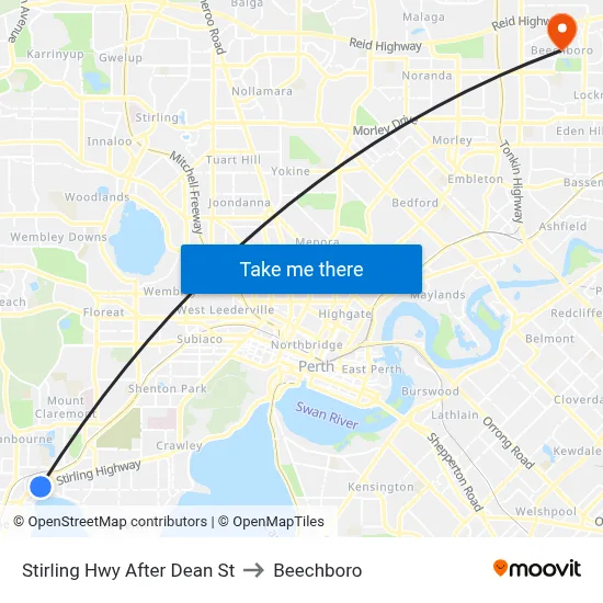 Stirling Hwy After Dean St to Beechboro map