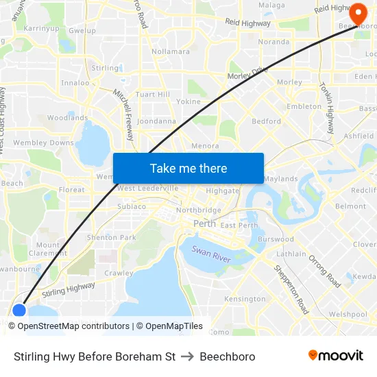 Stirling Hwy Before Boreham St to Beechboro map