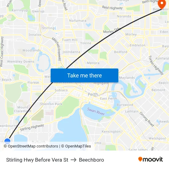Stirling Hwy Before Vera St to Beechboro map