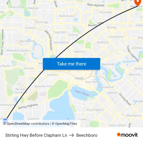 Stirling Hwy Before Clapham Ln to Beechboro map