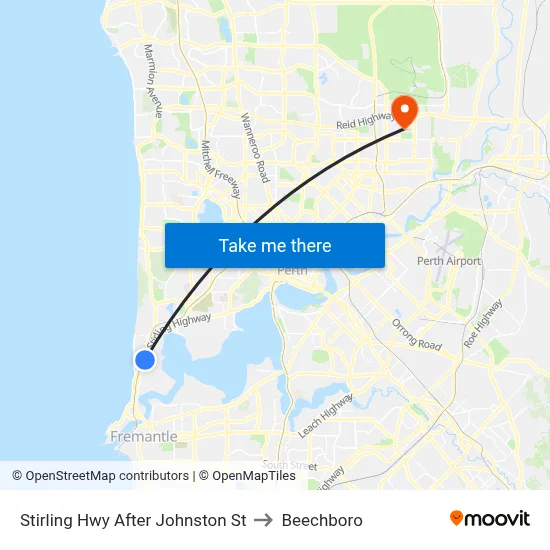 Stirling Hwy After Johnston St to Beechboro map