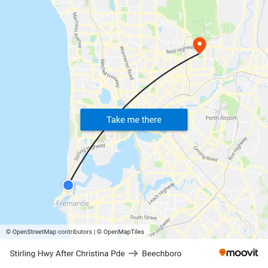 Stirling Hwy After Christina Pde to Beechboro map