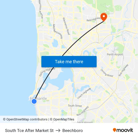South Tce After Market St to Beechboro map