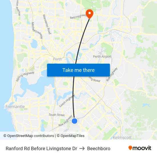 Ranford Rd Before Livingstone Dr to Beechboro map