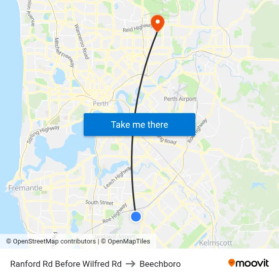 Ranford Rd Before Wilfred Rd to Beechboro map