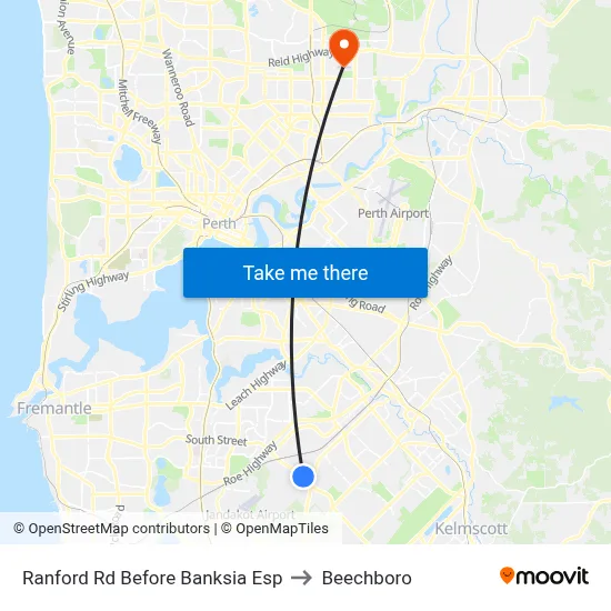 Ranford Rd Before Banksia Esp to Beechboro map