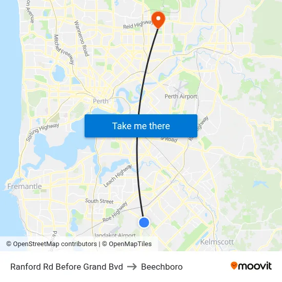 Ranford Rd Before Grand Bvd to Beechboro map
