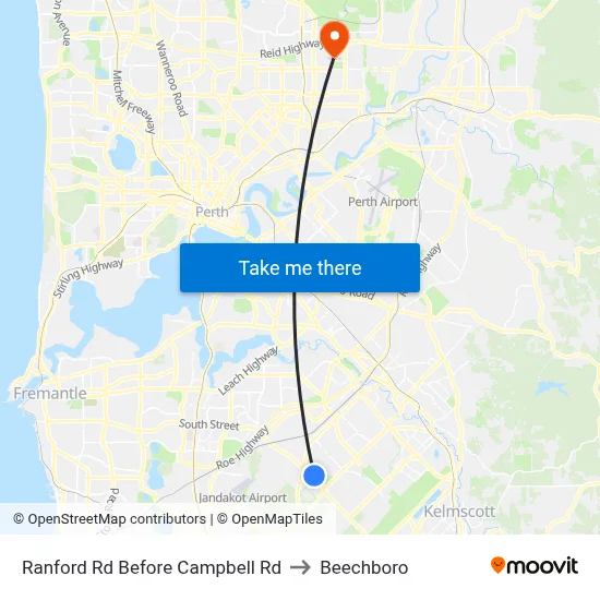 Ranford Rd Before Campbell Rd to Beechboro map