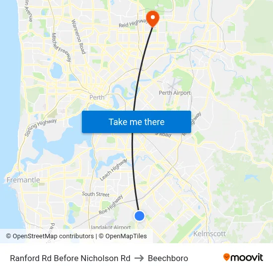 Ranford Rd Before Nicholson Rd to Beechboro map