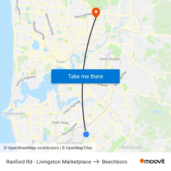 Ranford Rd - Livingston Marketplace to Beechboro map