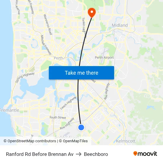 Ranford Rd Before Brennan Av to Beechboro map