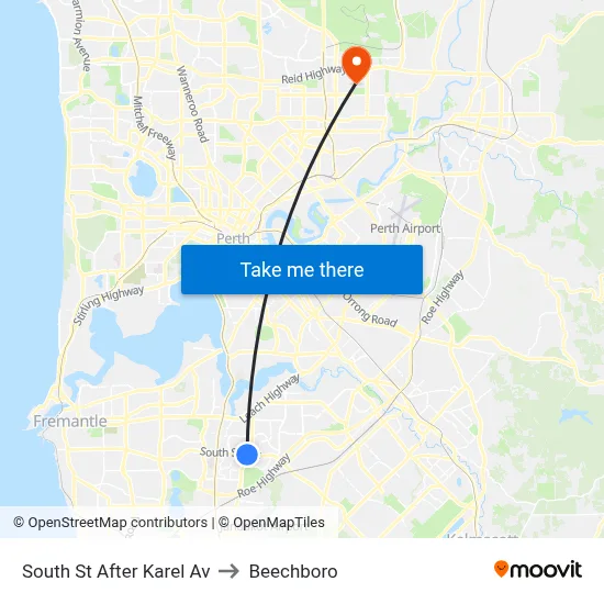South St After Karel Av to Beechboro map
