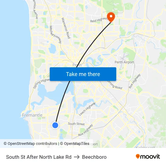South St After North Lake Rd to Beechboro map