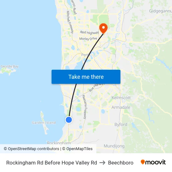 Rockingham Rd Before Hope Valley Rd to Beechboro map