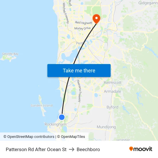 Patterson Rd After Ocean St to Beechboro map