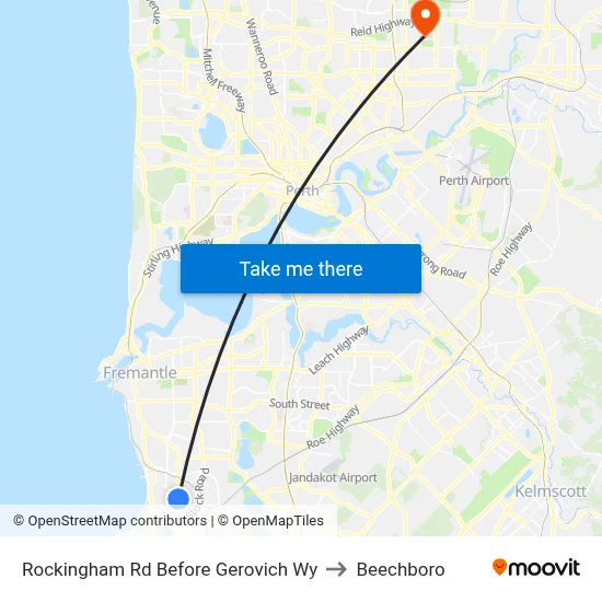 Rockingham Rd Before Gerovich Wy to Beechboro map