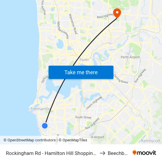 Rockingham Rd Hamilton Hill Shopping Ctr to Beechboro map