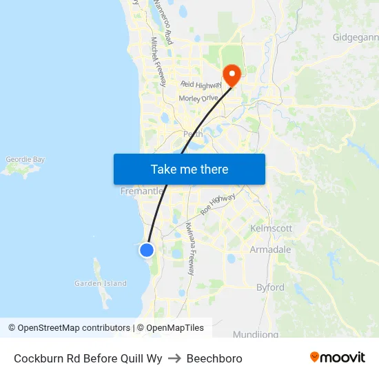 Cockburn Rd Before Quill Wy to Beechboro map