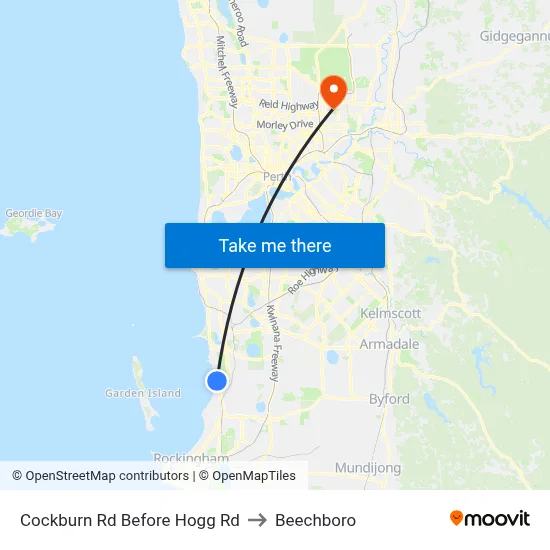Cockburn Rd Before Hogg Rd to Beechboro map