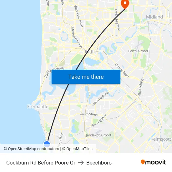 Cockburn Rd Before Poore Gr to Beechboro map