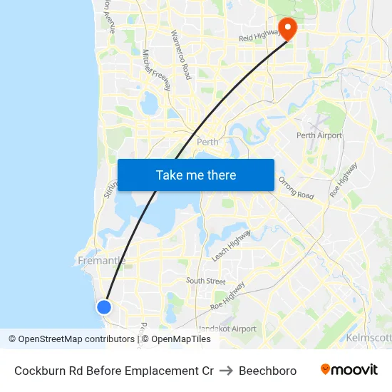 Cockburn Rd Before Emplacement Cr to Beechboro map