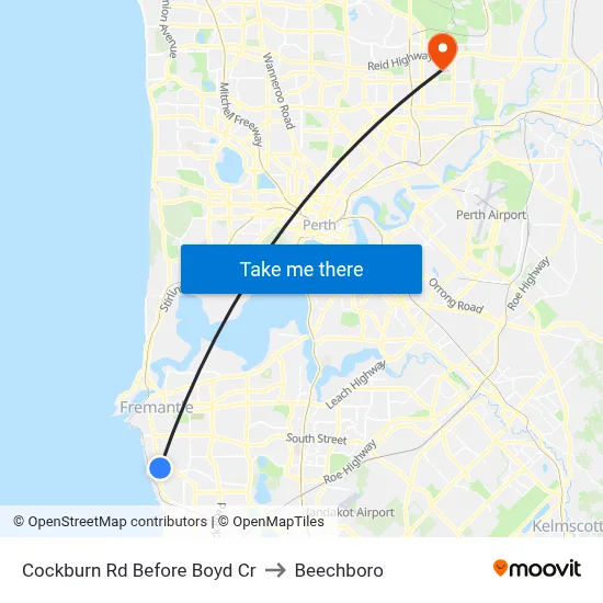 Cockburn Rd Before Boyd Cr to Beechboro map