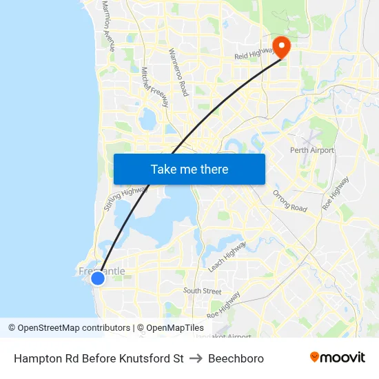 Hampton Rd Before Knutsford St to Beechboro map