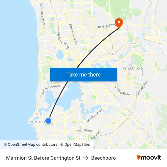Marmion St Before Carrington St to Beechboro map