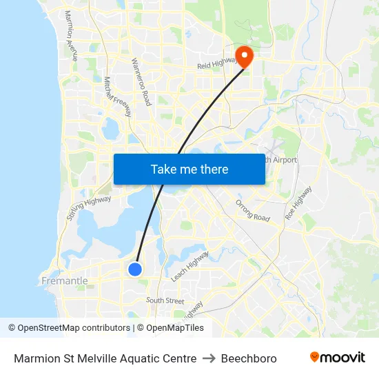Marmion St Melville Aquatic Centre to Beechboro map