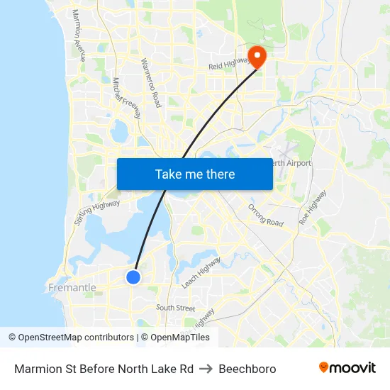 Marmion St Before North Lake Rd to Beechboro map
