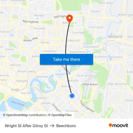 Wright St After Gilroy St to Beechboro map