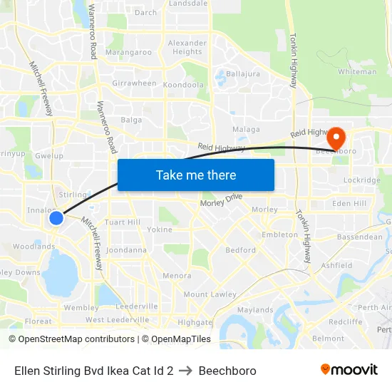 Ellen Stirling Bvd Ikea Cat Id 2 to Beechboro map