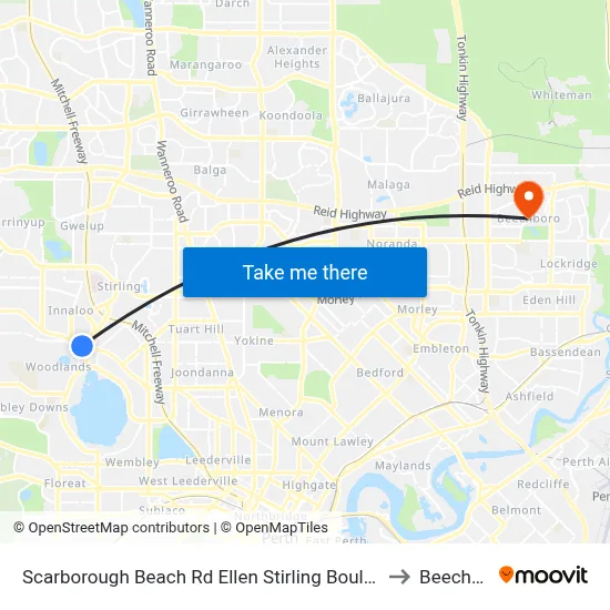 Scarborough Beach Rd Ellen Stirling Boulevard Cat Id 5 to Beechboro map