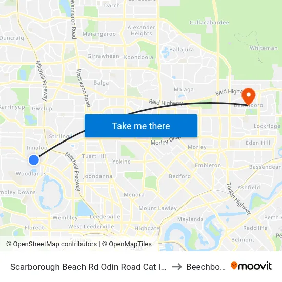 Scarborough Beach Rd Odin Road Cat Id 7 to Beechboro map