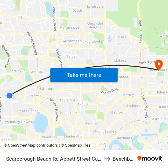 Scarborough Beach Rd Abbett Street Cat Id 16 to Beechboro map