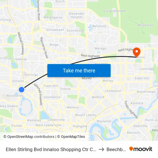 Ellen Stirling Bvd Innaloo Shopping Ctr Cat Id 35 to Beechboro map