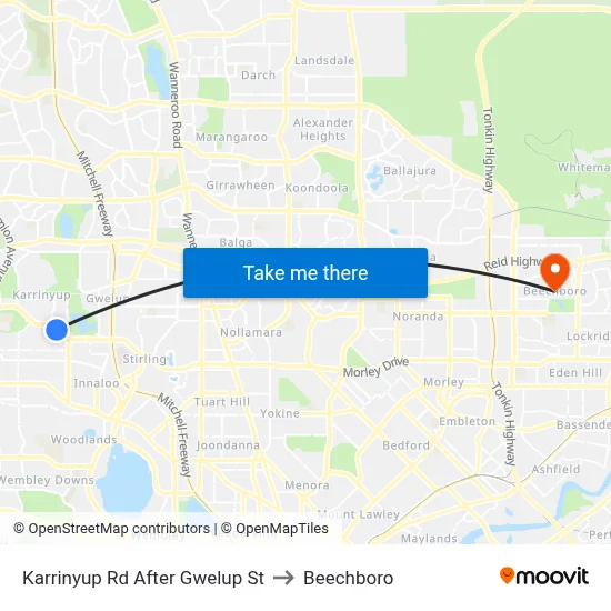 Karrinyup Rd After Gwelup St to Beechboro map