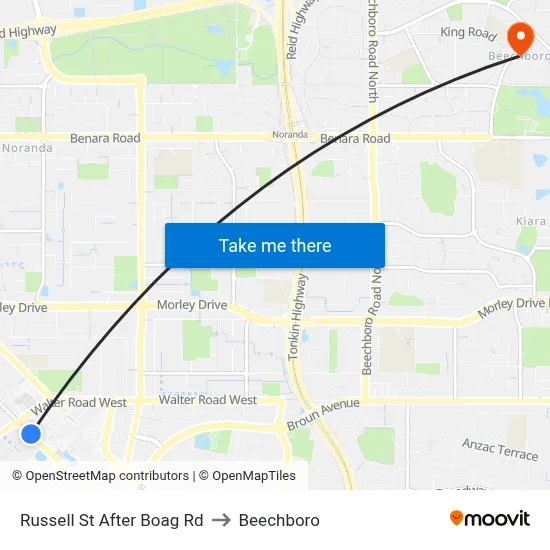 Russell St After Boag Rd to Beechboro map