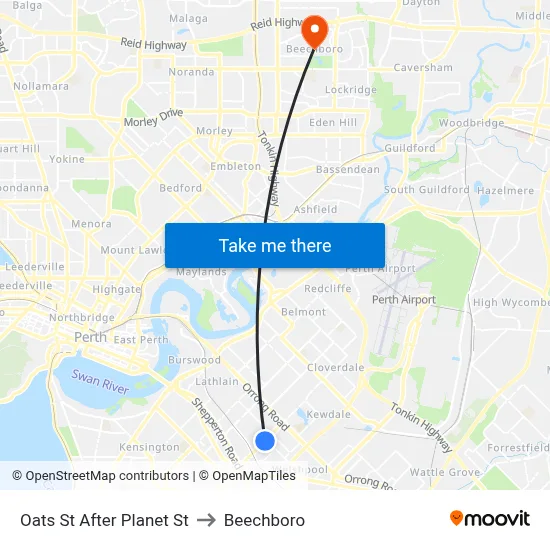 Oats St After Planet St to Beechboro map