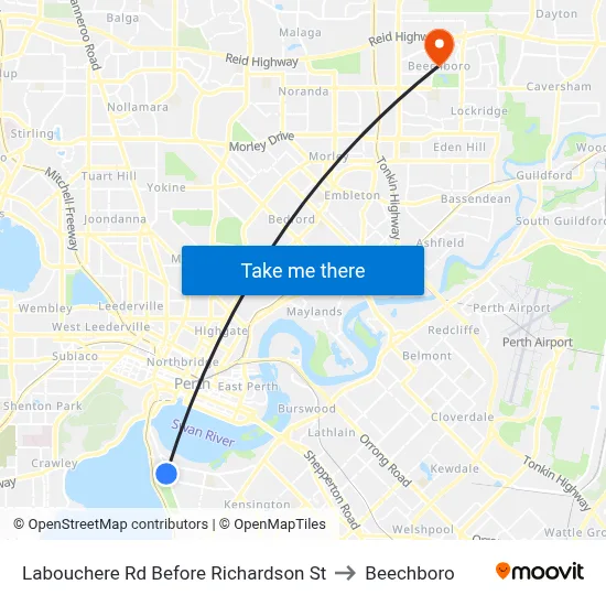 Labouchere Rd Before Richardson St to Beechboro map