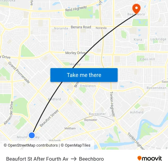 Beaufort St After Fourth Av to Beechboro map