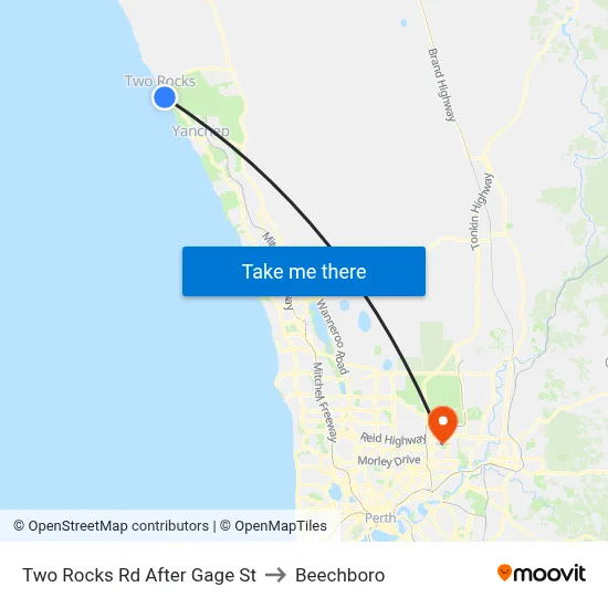 Two Rocks Rd After Gage St to Beechboro map