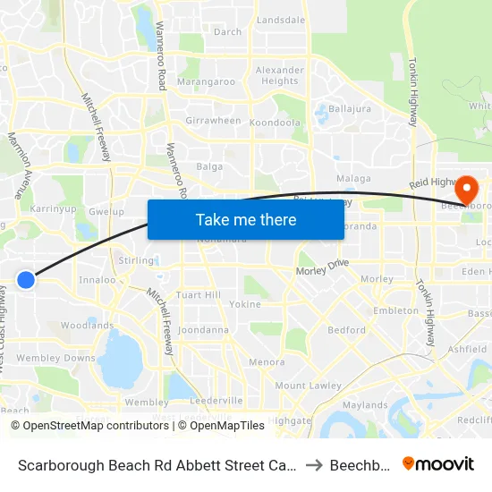 Scarborough Beach Rd Abbett Street Cat Id 24 to Beechboro map
