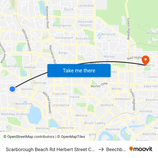 Scarborough Beach Rd Herbert Street Cat Id 27 to Beechboro map
