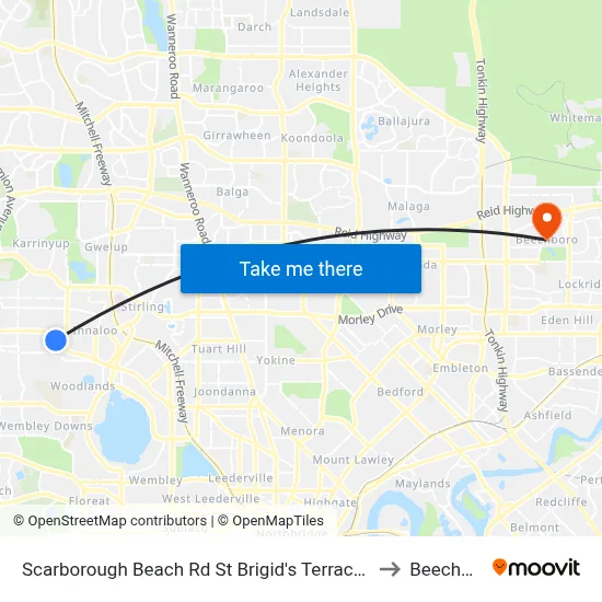 Scarborough Beach Rd St Brigid's Terrace Cat Id 29 to Beechboro map