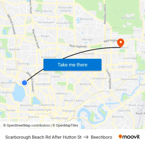 Scarborough Beach Rd After Hutton St to Beechboro map