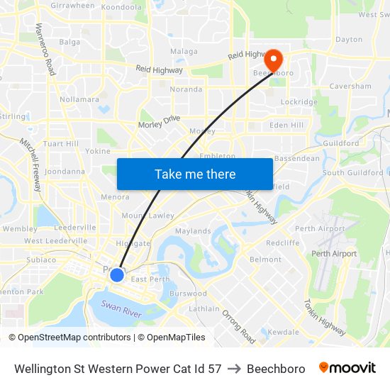 Wellington St Western Power Cat Id 57 to Beechboro map