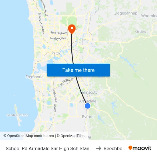 School Rd Armadale Snr High Sch Stand 2 to Beechboro map